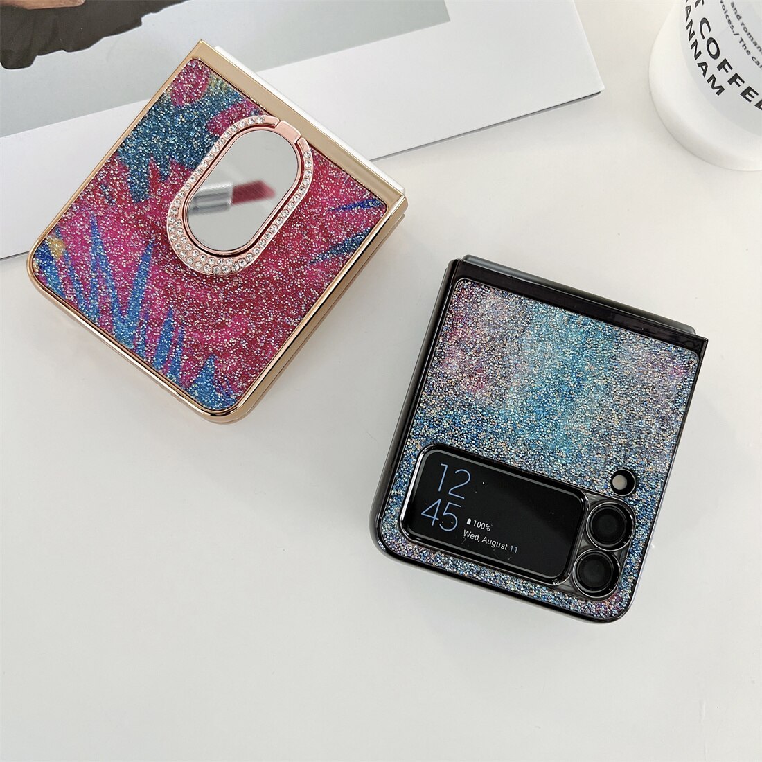 Shining Diamond Mirror Ring Protective Cover For Samsung Galaxy Z FLIP Series