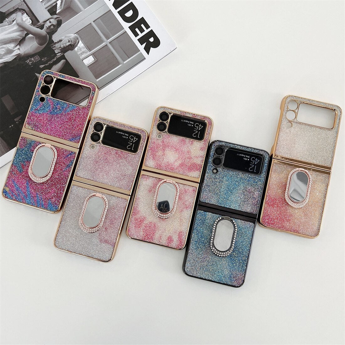 Shining Diamond Mirror Ring Protective Cover For Samsung Galaxy Z FLIP Series