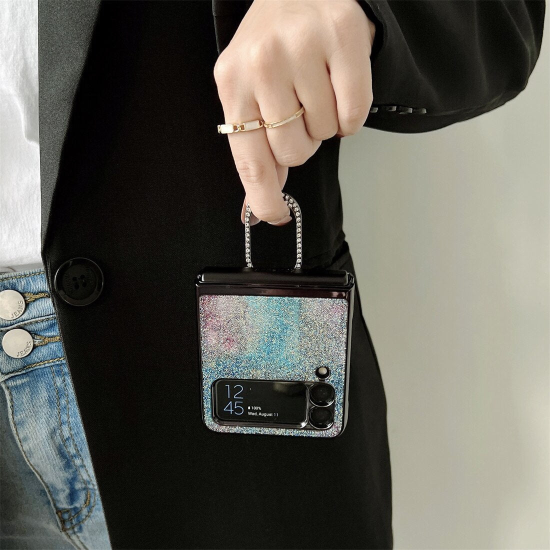 Shining Diamond Mirror Ring Protective Cover For Samsung Galaxy Z FLIP Series