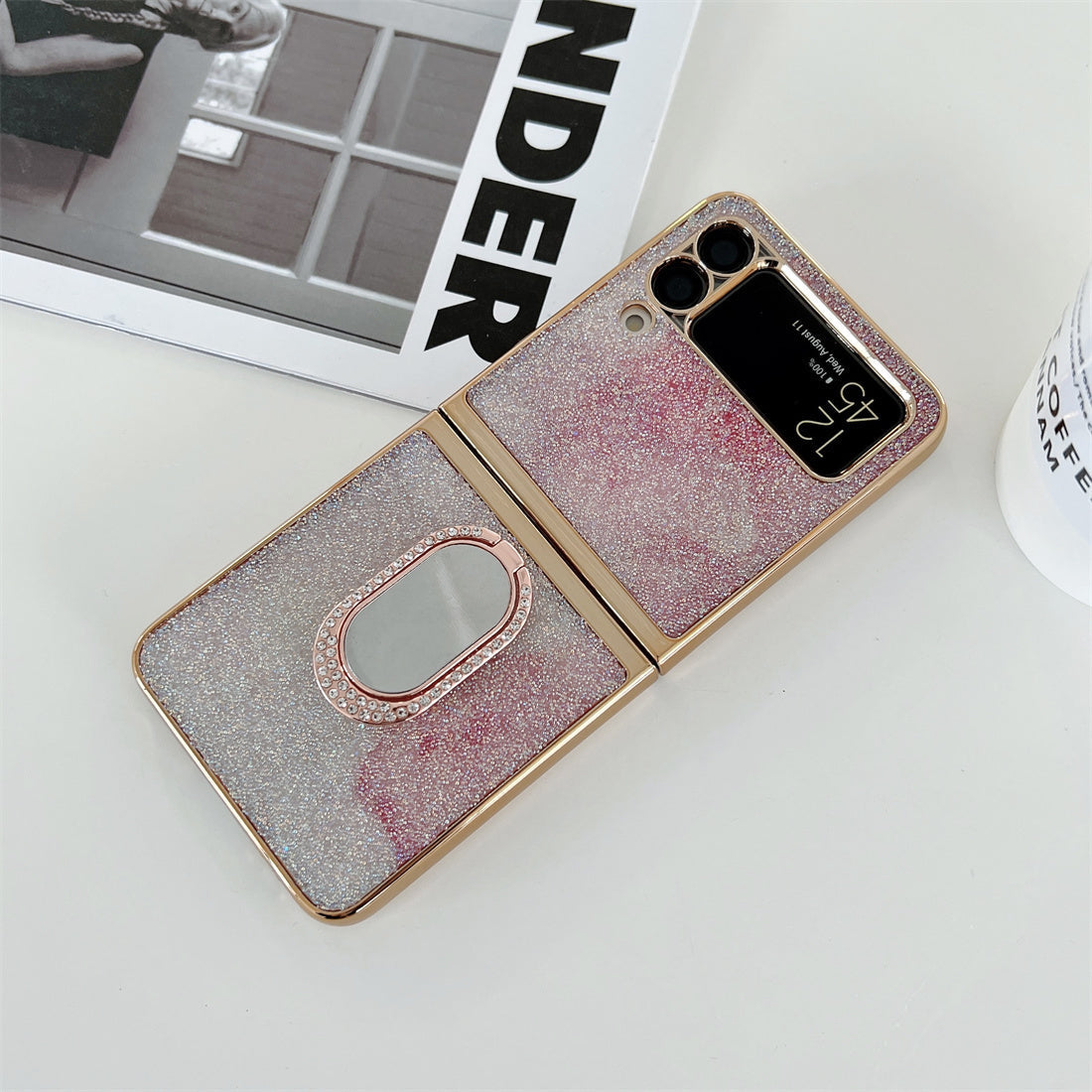 Shining Diamond Mirror Ring Protective Cover For Samsung Galaxy Z FLIP Series