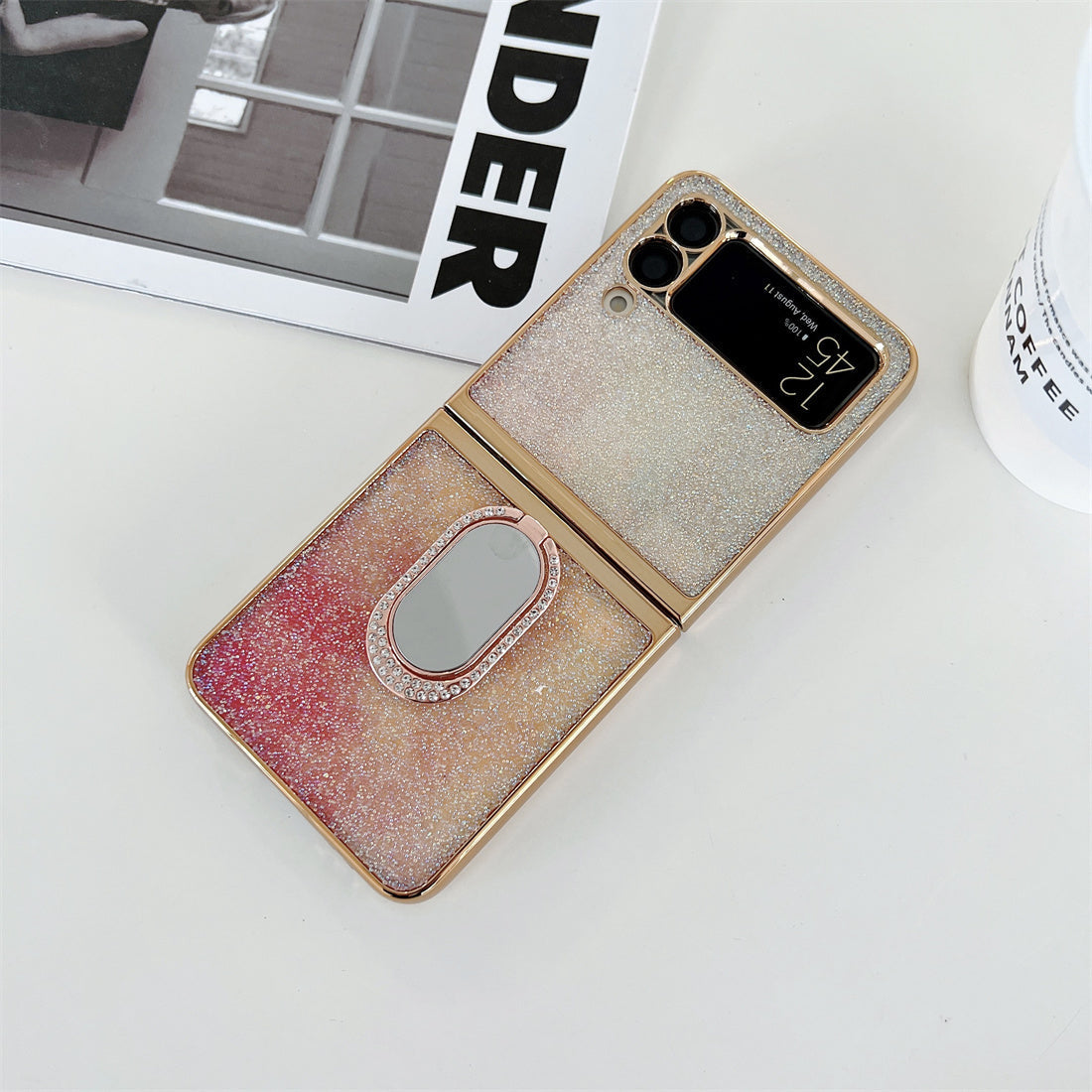 Shining Diamond Mirror Ring Protective Cover For Samsung Galaxy Z FLIP Series