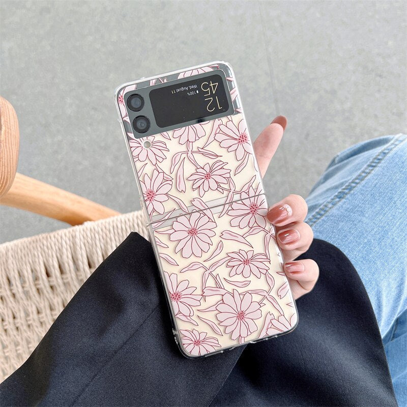 Flower Painting Transparent Case For Samsung Galaxy Z Flip Series