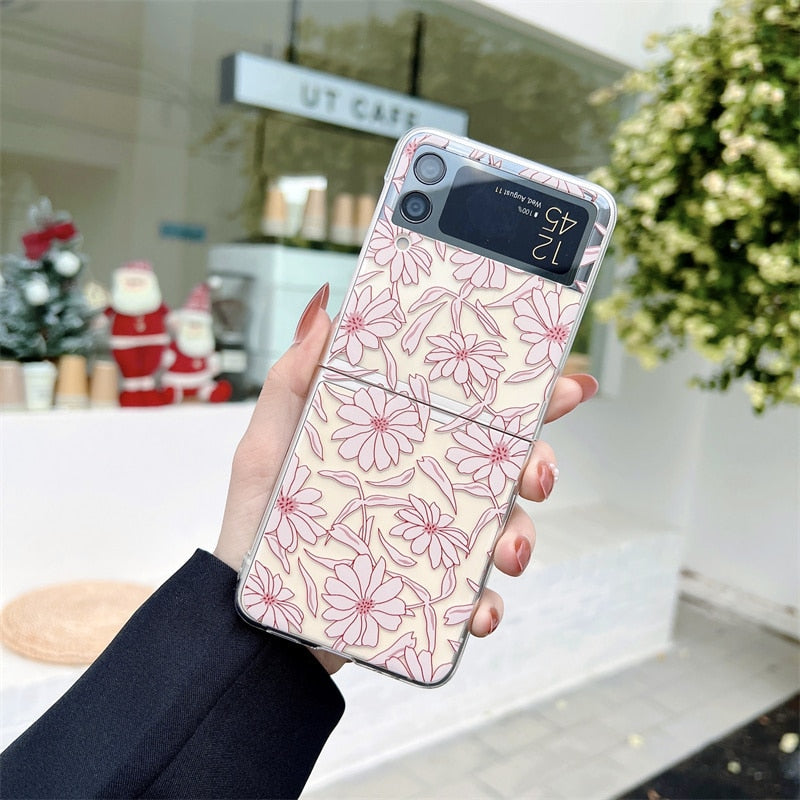 Flower Painting Transparent Case For Samsung Galaxy Z Flip Series