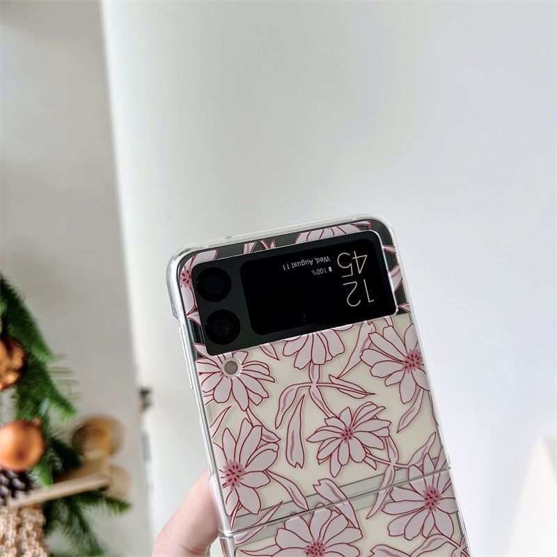 Flower Painting Transparent Case For Samsung Galaxy Z Flip Series