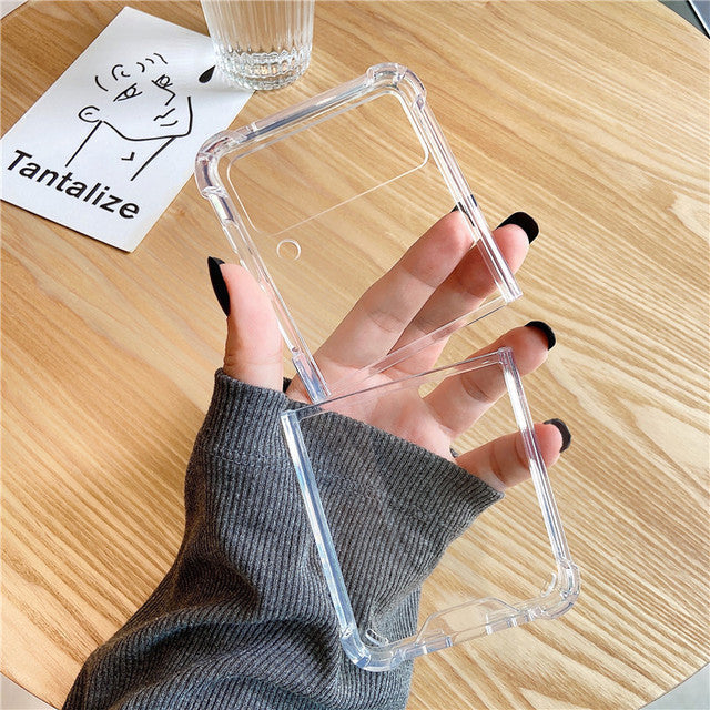 Cute 3D Black Heart Transparent PC Hard Slim Phone Case For Samsung Galaxy Z Flip