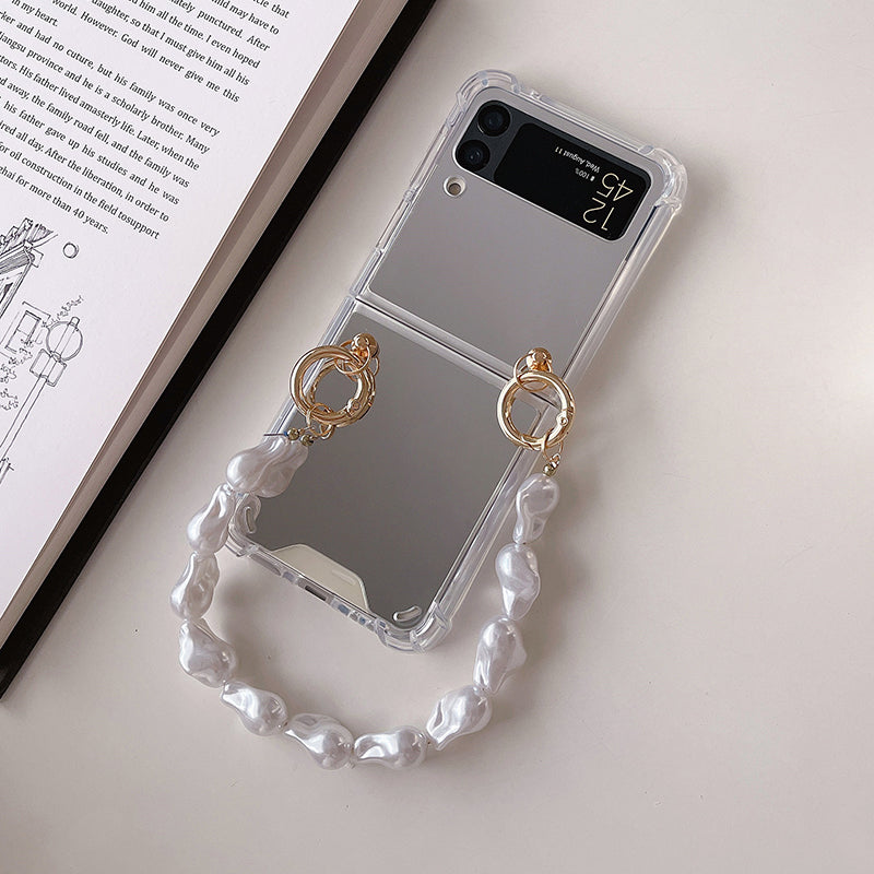 Mirror Shockproof Case with Hand Chain For Galaxy Z Flip Series