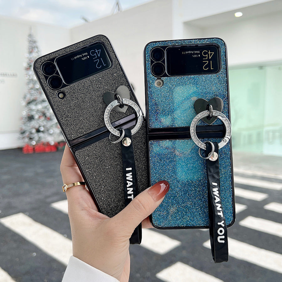 Bling Heart Pendant Case For Galaxy Z Flip Series