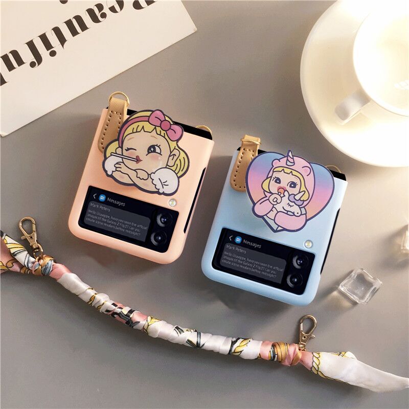 Cartoon Cute Lanyard Case For Galaxy Z Flip Series