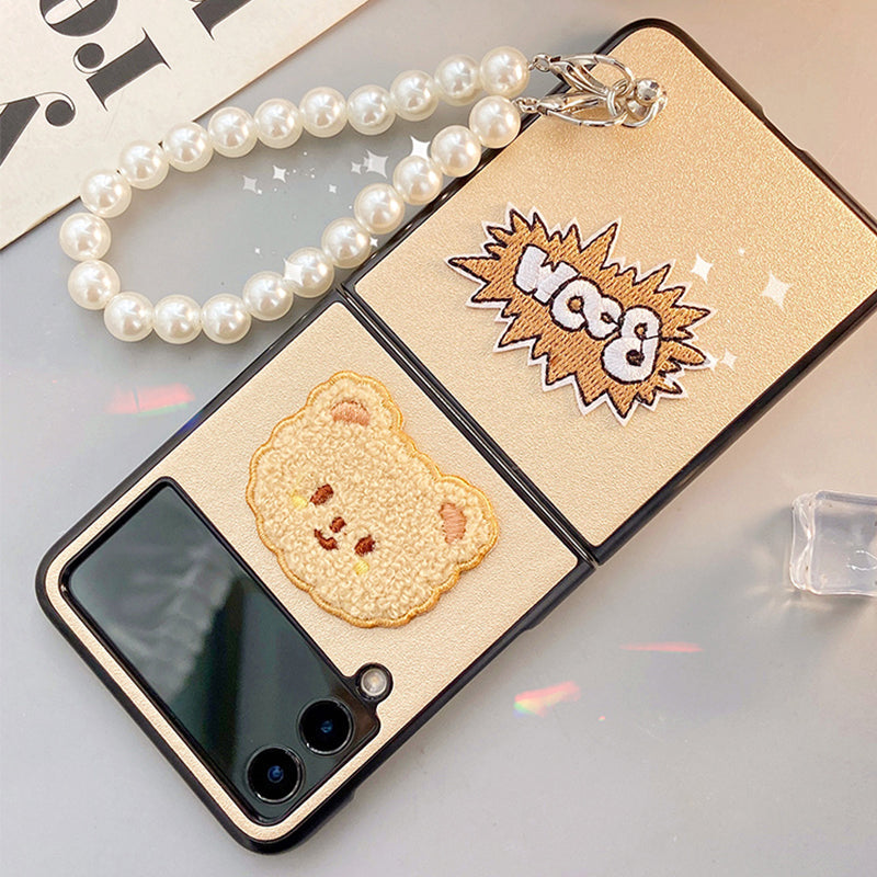 Pearl Cute Bear Case For Galaxy Z Flip Series