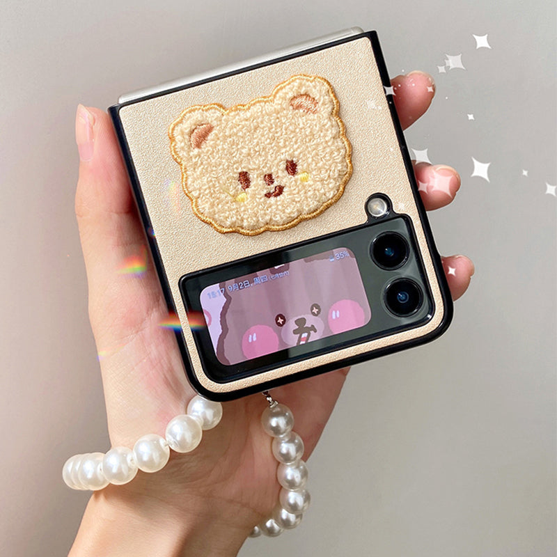 Pearl Cute Bear Case For Galaxy Z Flip Series