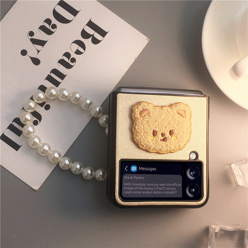 Pearl Cute Bear Case For Galaxy Z Flip Series