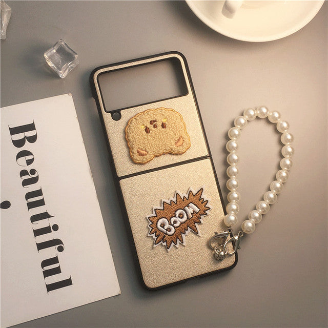 Pearl Cute Bear Case For Galaxy Z Flip Series