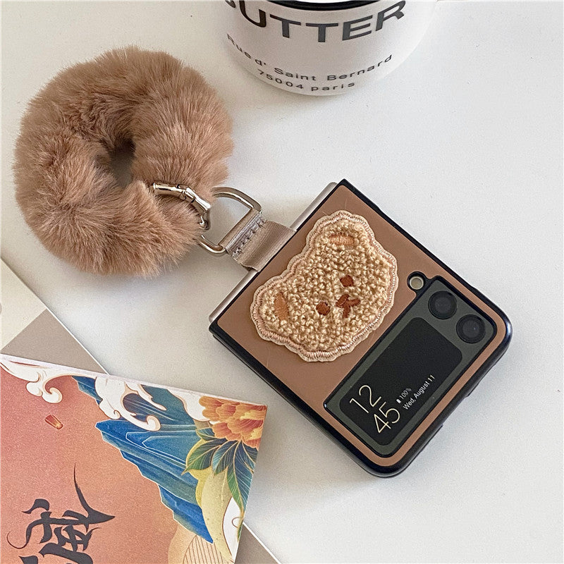 Bear Plush Bracelet Leather Case For Galaxy Z Flip Series