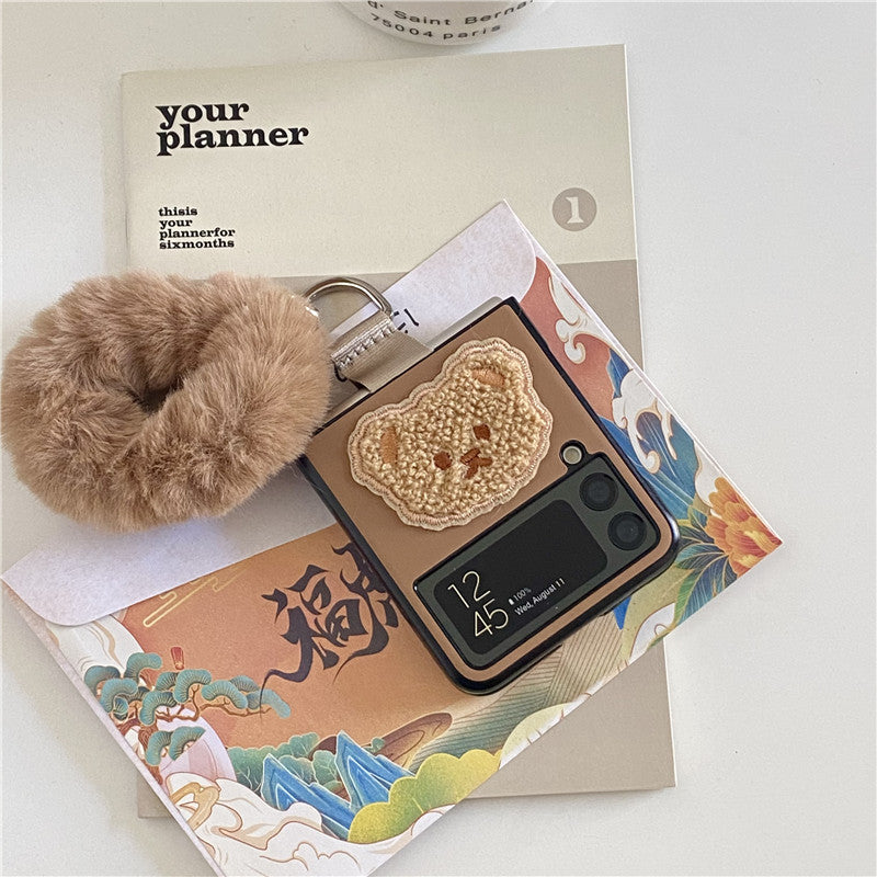 Bear Plush Bracelet Leather Case For Galaxy Z Flip Series