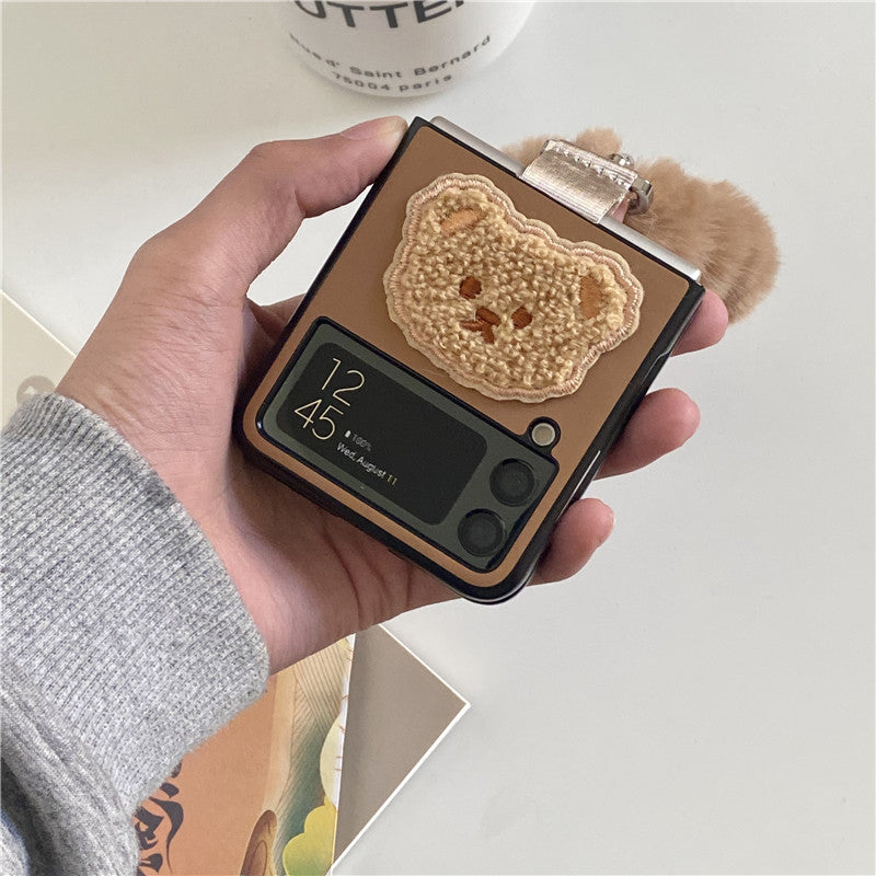 Bear Plush Bracelet Leather Case For Galaxy Z Flip Series