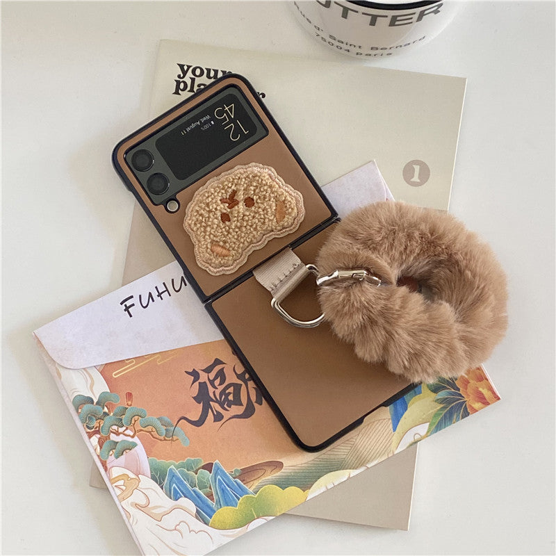 Bear Plush Bracelet Leather Case For Galaxy Z Flip Series