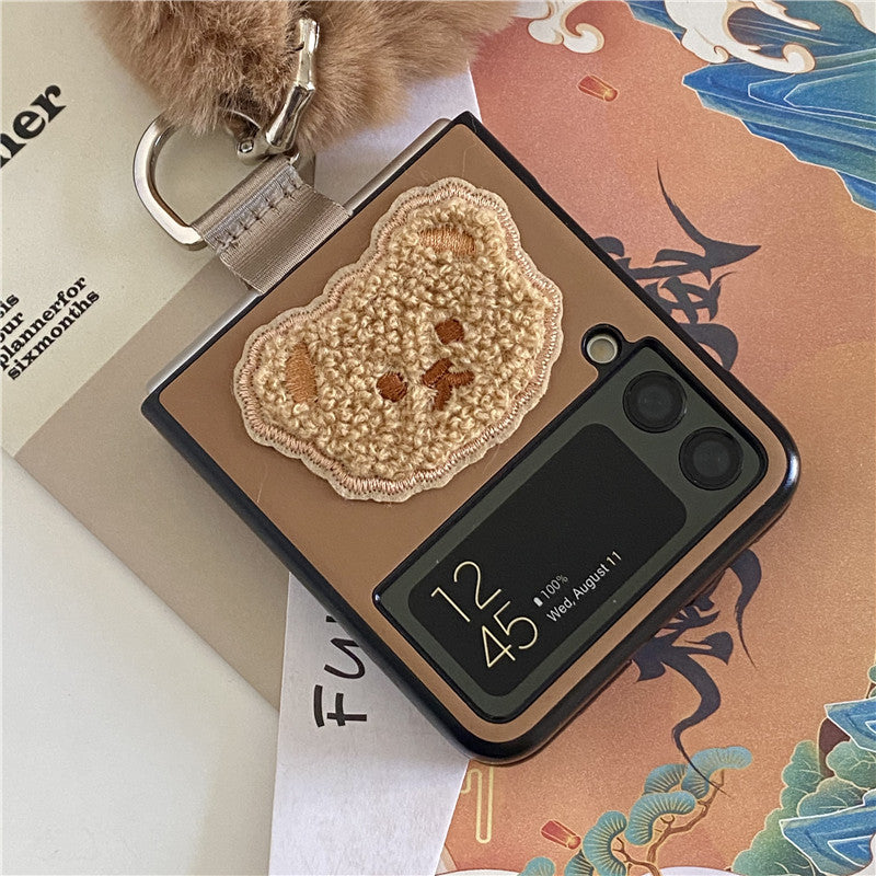 Bear Plush Bracelet Leather Case For Galaxy Z Flip Series