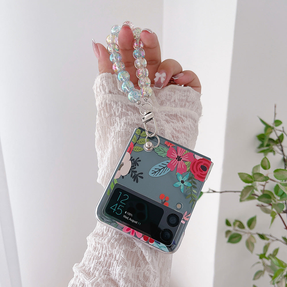 Colorful Flower Case with Bracelet For Galaxy Z Flip Series