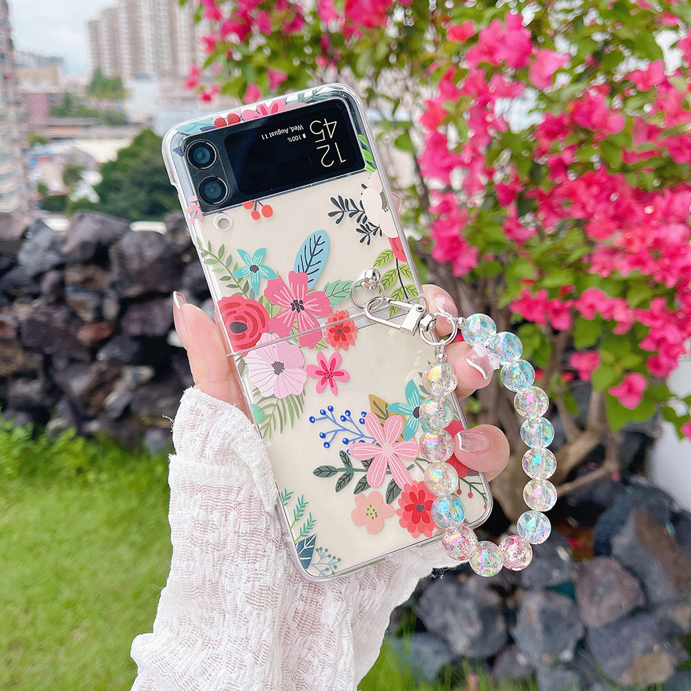 Colorful Flower Case with Bracelet For Galaxy Z Flip Series