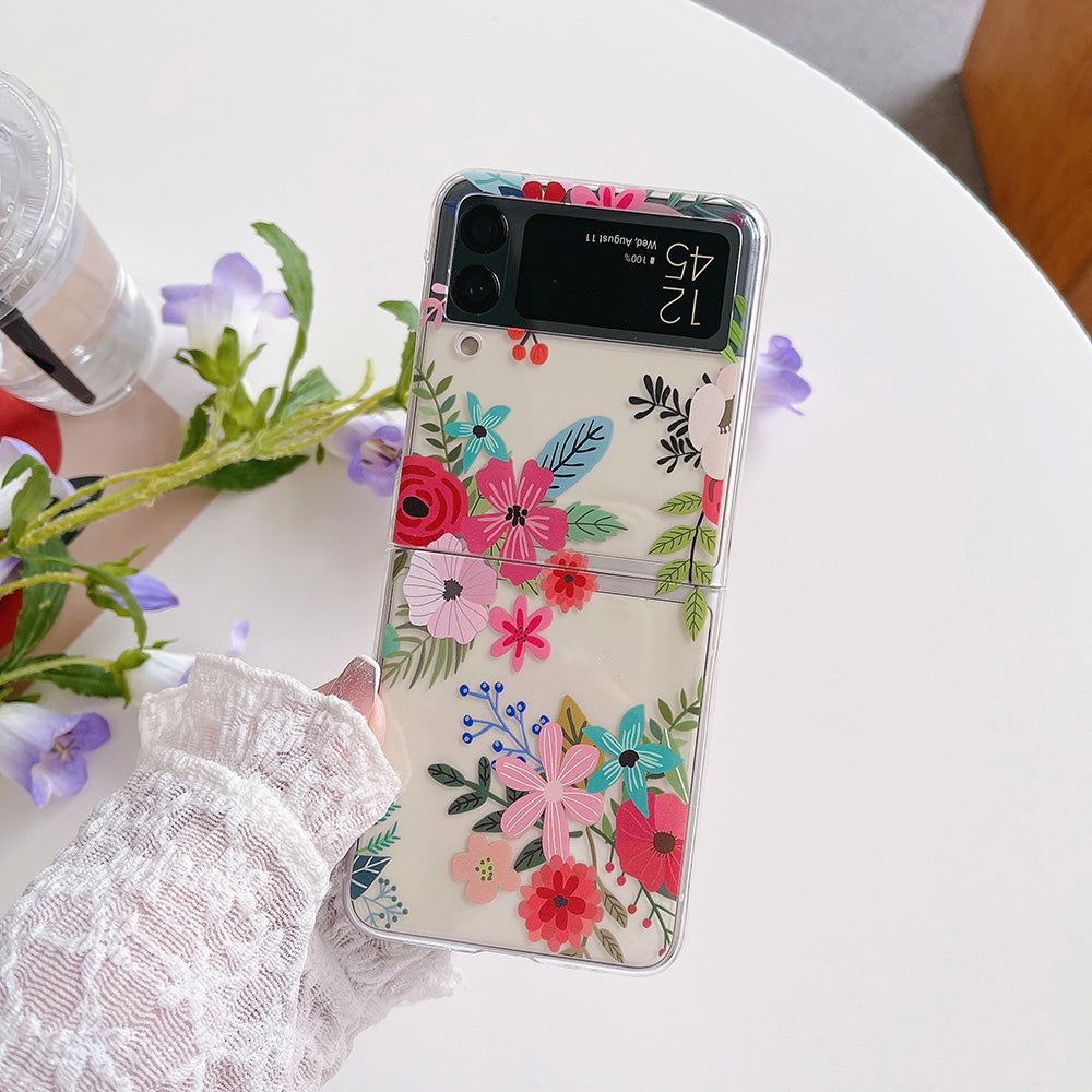 Colorful Flower Case with Bracelet For Galaxy Z Flip Series