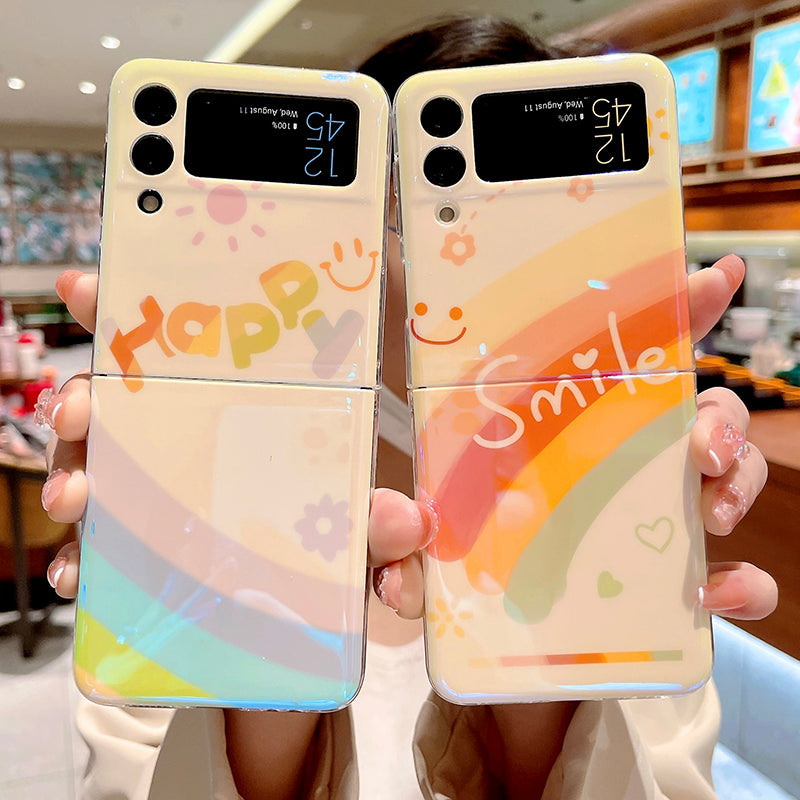 Cute Blue Ray Rainbow Case For Galaxy Z Flip Series