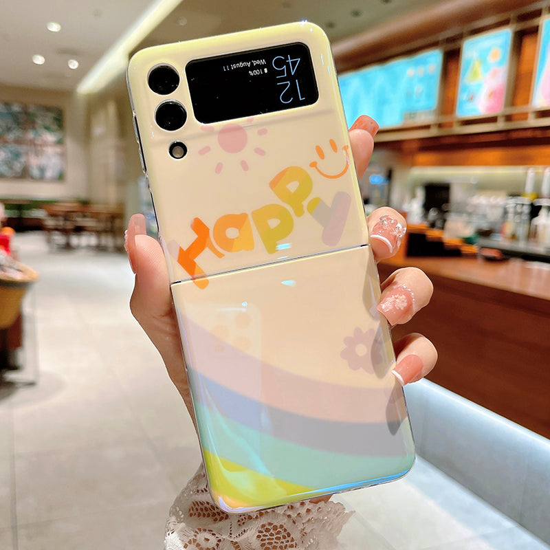 Cute Blue Ray Rainbow Case For Galaxy Z Flip Series