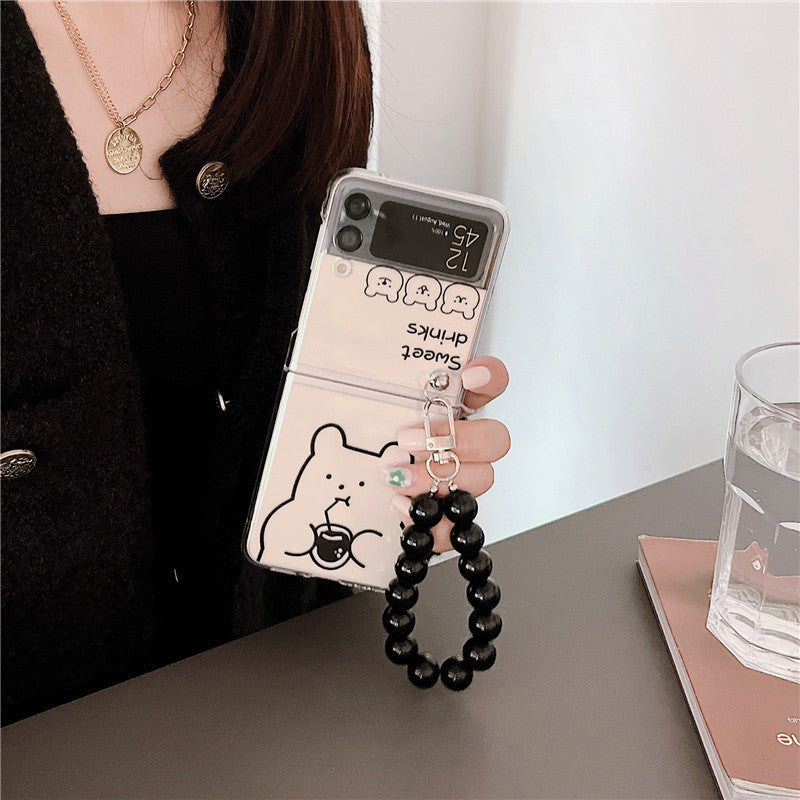 Cute Cartoon Bear Bracelet Case For Galaxy Z Flip Series