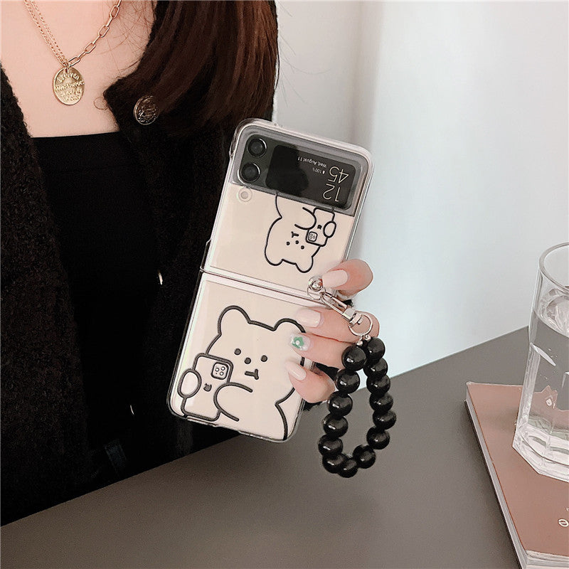Cute Cartoon Bear Bracelet Case For Galaxy Z Flip Series