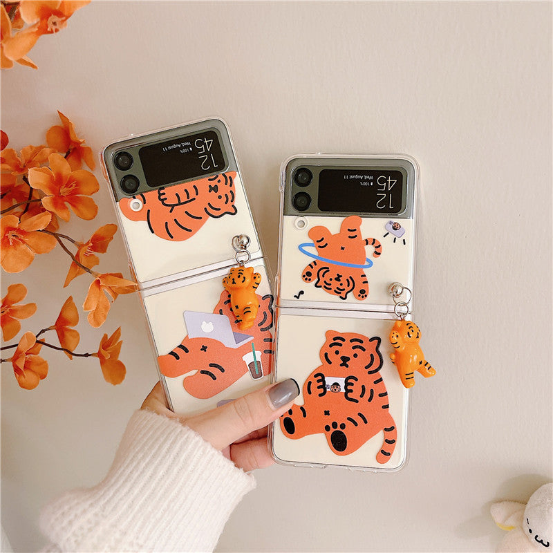 Cute Tiger Pendant Case for Galaxy Z Flip Series