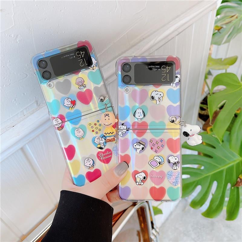 Cartoon Colorful Case with Pendant For Galaxy Z Flip Series
