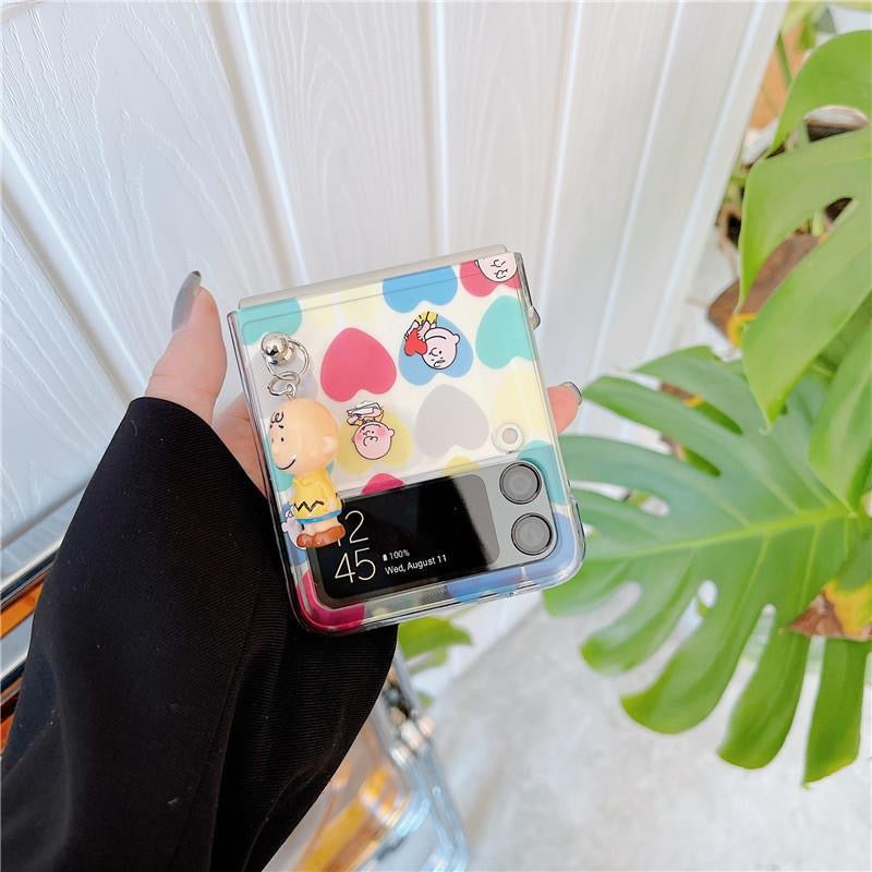 Cartoon Colorful Case with Pendant For Galaxy Z Flip Series