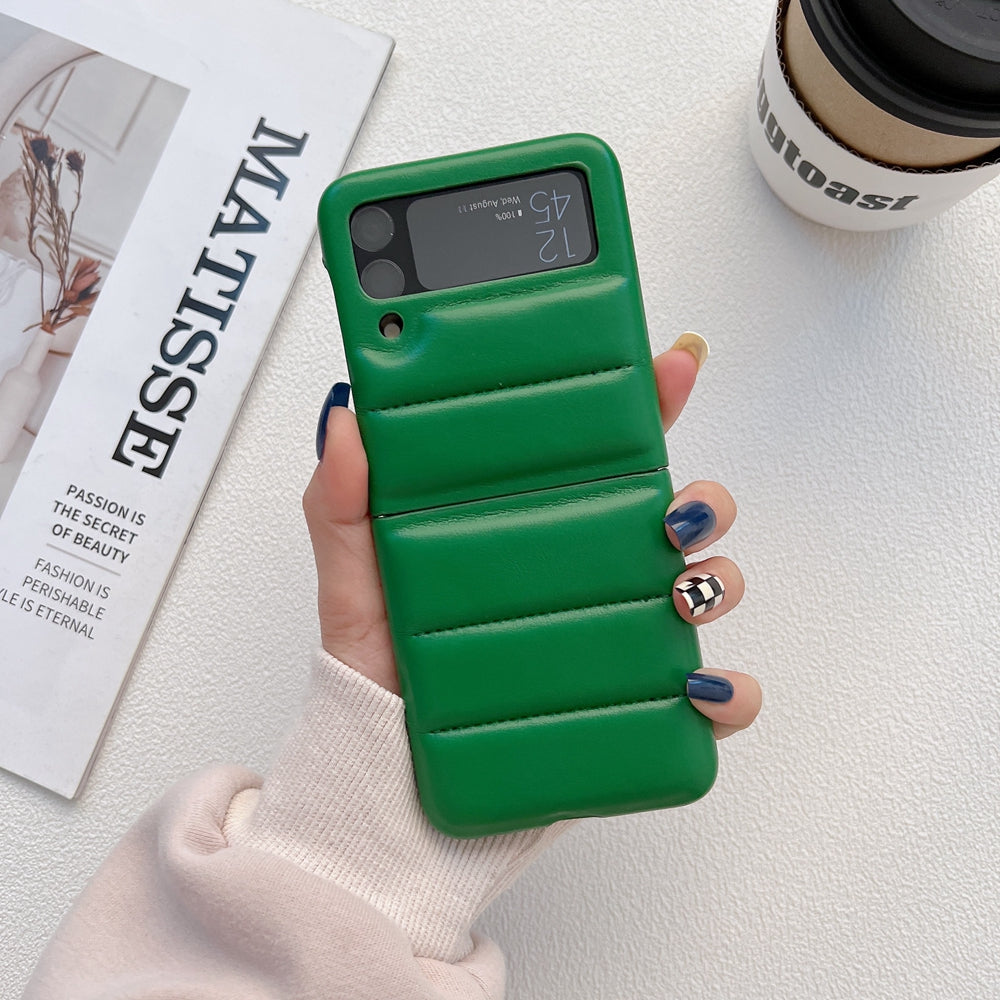 Fashion Down Jacket Leather Case For Samsung Galaxy Z Flip Series
