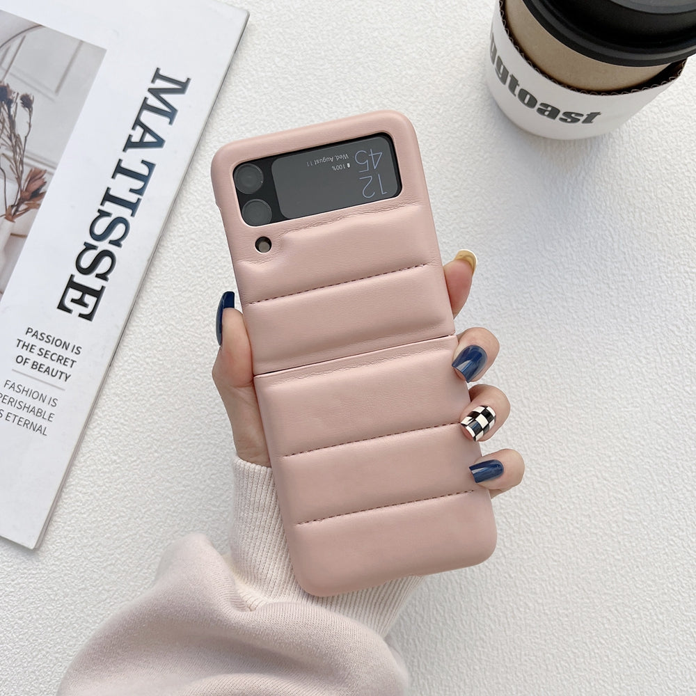 Fashion Down Jacket Leather Case For Samsung Galaxy Z Flip Series