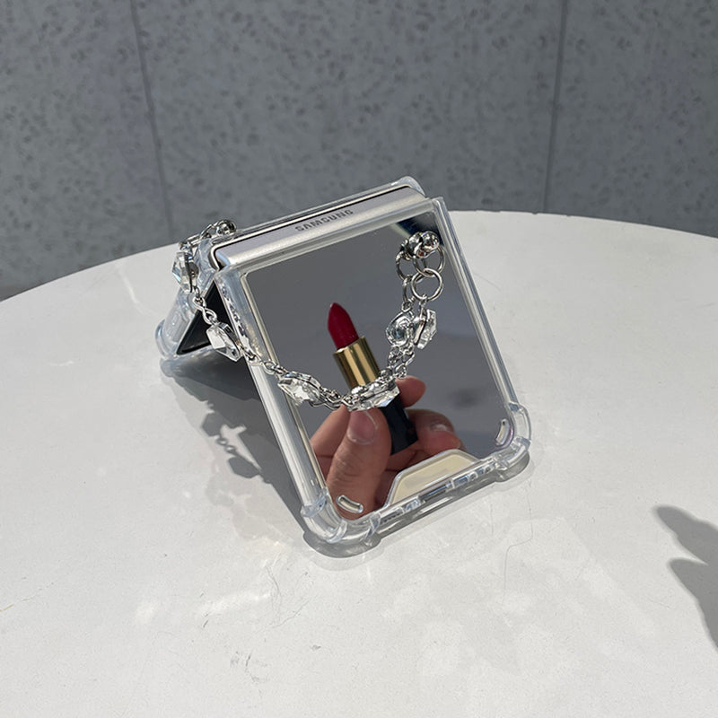 Luxury Mirror Case with Crystal Bracelet For Galaxy Z Flip Series