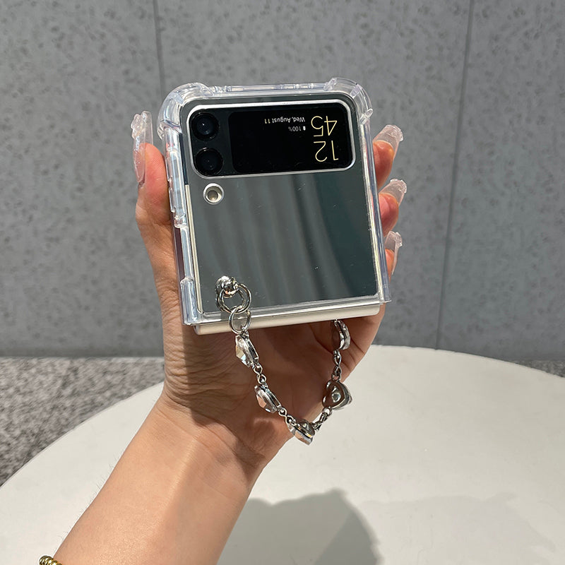 Luxury Mirror Case with Crystal Bracelet For Galaxy Z Flip Series