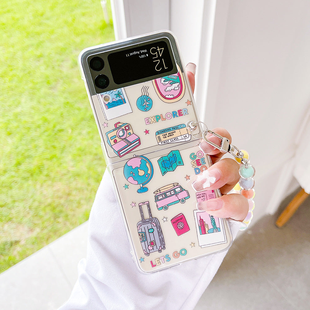 Retro Painted Case With Bracelet For Galaxy Z FLIP Series