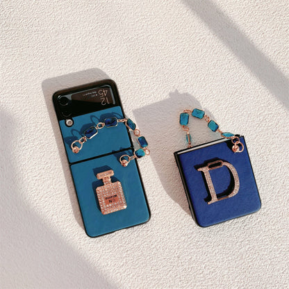 Elegant Blue Leather Case for Samsung Z Flip Galaxy Z Flip Series