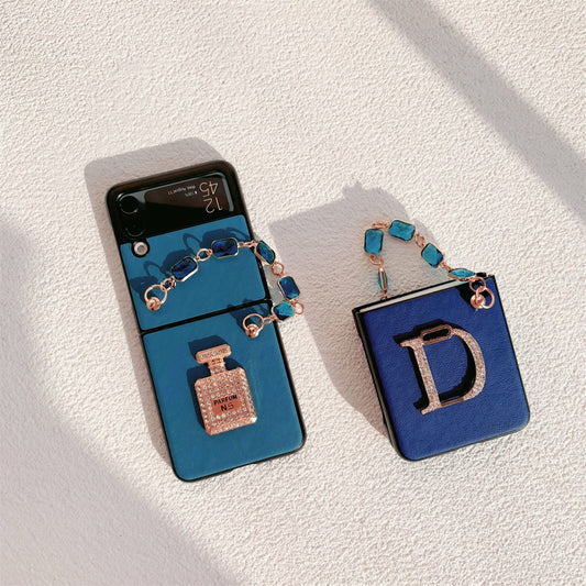 Elegant Blue Leather Case for Samsung Z Flip Galaxy Z Flip Series