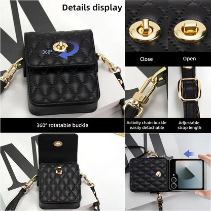 Luxury Quilted Flip Case for Samsung Galaxy Z Flip Series – Mini Handbag Design