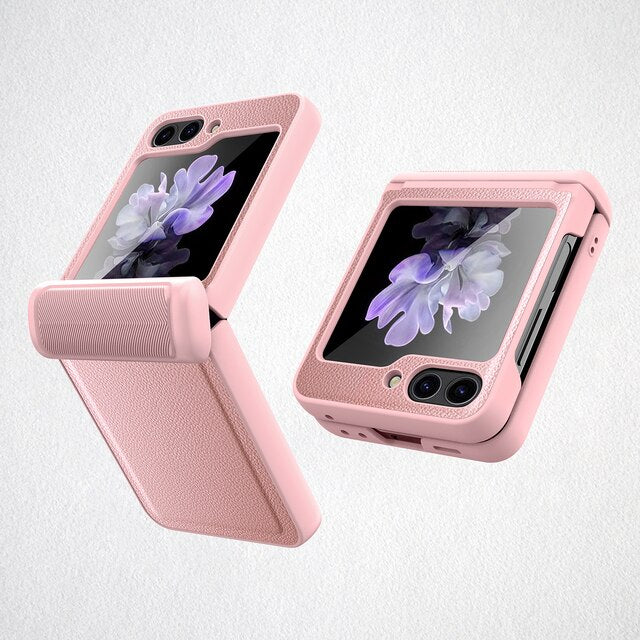 Leather Shockproof Cover with Front Screen Glass For Samsung Galaxy Z Flip