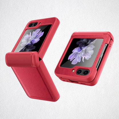 Leather Shockproof Cover with Front Screen Glass For Samsung Galaxy Z Flip