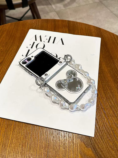 CUTE CARTOON MIRROR CASE FOR GALAXY Z FLIP