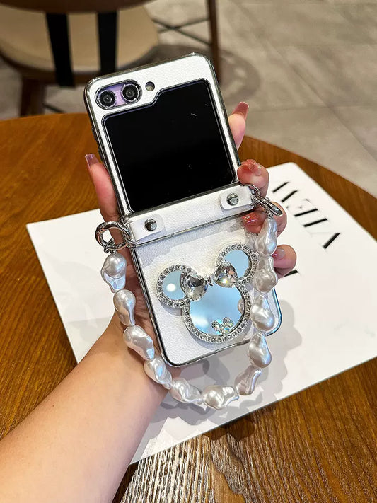 CUTE CARTOON MIRROR CASE FOR GALAXY Z FLIP