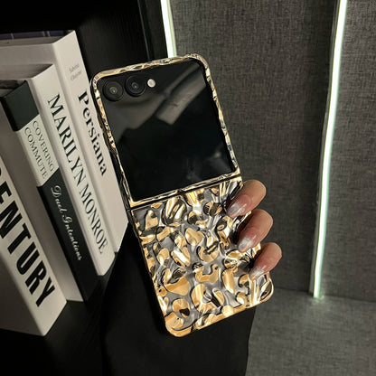 Gold Glossy Frame Case for Samsung Galaxy Z Flip – Luxury Protective Cover