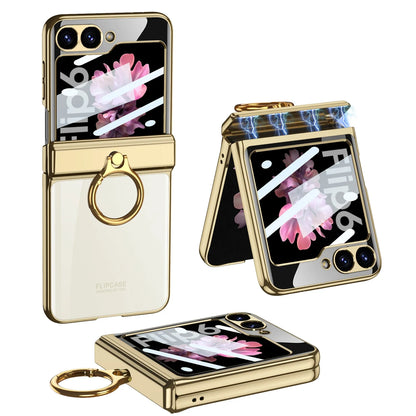 Transparent Case with Magnetic Hinge Protection & Stand for Samsung Galaxy Z Flip Series