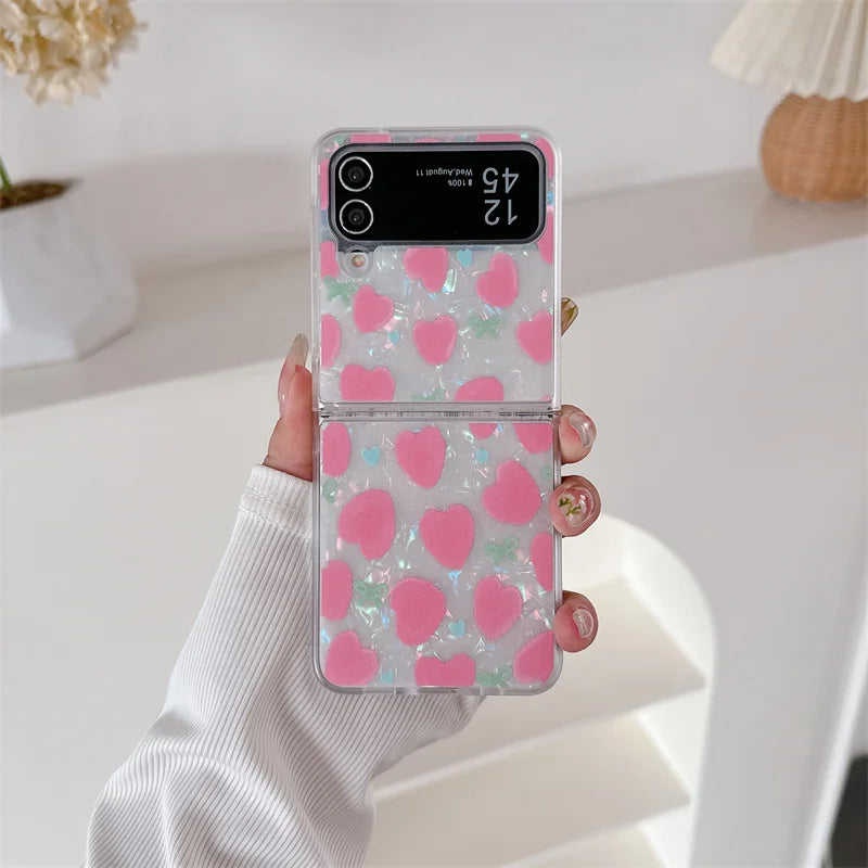 Cute Love Heart Shell Case for Samsung Galaxy Z Flip 7 & 6