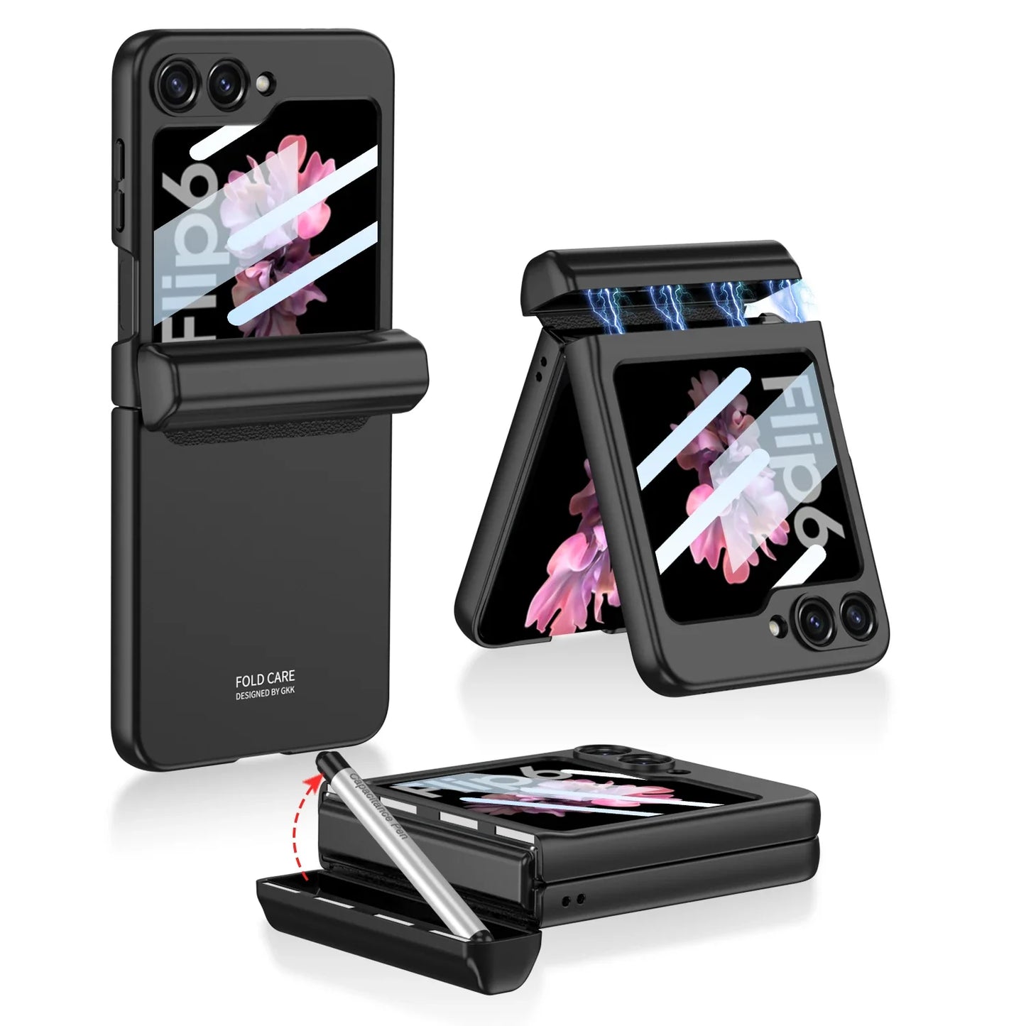 Shockproof Case with Magnetic Hinge Protection and Touch Pen for Samsung Galaxy Z Flip 7 & 6