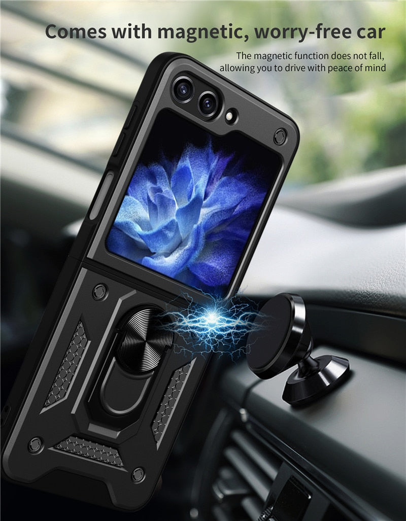 Armor Magnetic With Stand Holder Ring Case For Samsung Galaxy Z FLIP Series
