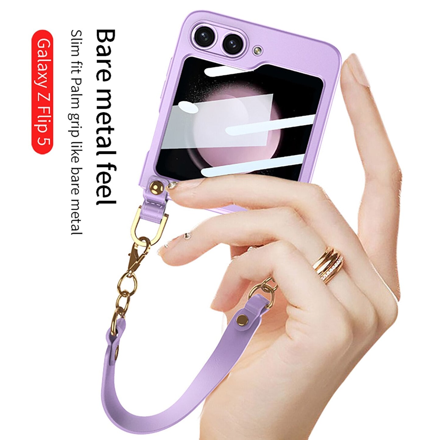Electroplating Wrist Strap Case for Samsung Galaxy Z Flip Series