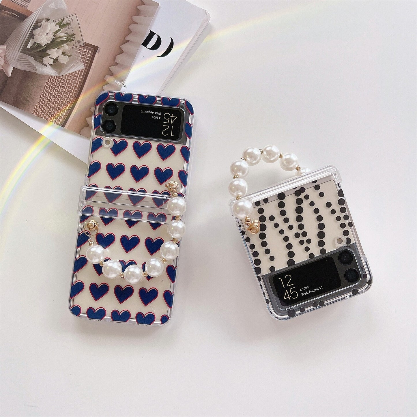 Transparent Case with Pearl Bracelet for Samsung Galaxy Z Flip Series